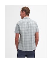 Men's Barbour Springside Regular Short Sleeve Checked Summer Shirt - Ecru