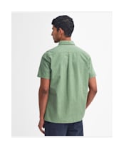 Men's Barbour Thermond Regular Short Sleeve Seersucker Summer Shirt - Green