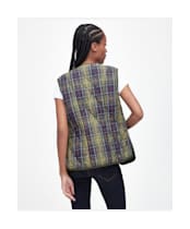 Women's Barbour Quilted Tartan Betty Waistcoat / Zip-In Liner - Classic Tartan