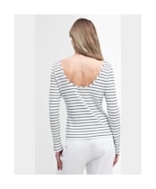 Women's Barbour Langton Long Sleeve Rib Stripe Top - Cloud Stripe