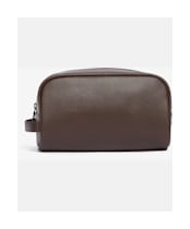 Men's Barbour Leather Washbag - Dark Brown