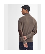 Men's Barbour Patch Half Button Lambswool Sweater - Dark Stone