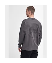 Men's Barbour International Long Sleeve Mapped Print Oversized T-Shirt - Plum Grey