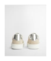 Women's Barbour Celeste Lace Up Cupsole Leather Sneakers - BEIGE/SILVER