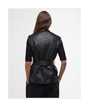 Women's Barbour International Rosa Faux Leather Quilted Gilet - Black