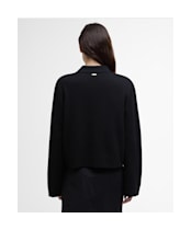 Women's Barbour Alma Knitted Zip Through Cardigan - BLACK/OATMEAL