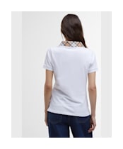Women's Barbour Malvern Polo Shirt - White / Hessian