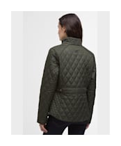 Women's Barbour Crawford Cavalry Quilted Jacket - Olive / Ancient Tartan