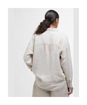 Women's Barbour Hampton Relaxed Fit Linen Shirt - Light Sand