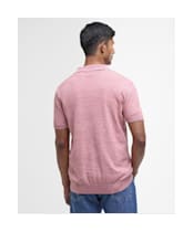 Men's Barbour Buston Short Sleeve Knitted Polo Shirt - Red Spice