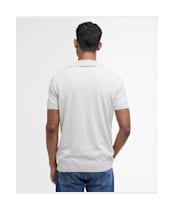 Men's Barbour Buston Short Sleeve Knitted Polo Shirt - Antique White
