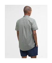 Men's Barbour Shell Short Sleeve Tailored Cotton Shirt - Olive