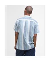 Men's Barbour Portwell Short Sleeve Summer Fit Linen Blend Shirt - Navy