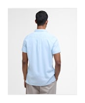 Men's Barbour Garment Dyed Nelson Short Sleeve Regular Fit Shirt - Light Blue