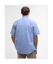 Men's Barbour Nelson Short Sleeve Linen Blend Regular Fit Shirt - Blue