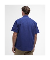 Men's Barbour Nelson Short Sleeve Linen Blend Regular Fit Shirt - Indigo