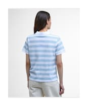 Women's Barbour Ashbourne Stripe Polo Top - BREEZE BLUE/WHIT