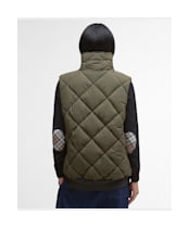 Women's Barbour Becky Puffer Gilet - Olive / Ancient Tartan