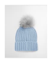 Women's Barbour Saltburn Bobble Hat - Ice Blue