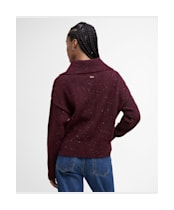 Women's Barbour Lavensdale Half Zip Knitted Jumper - Black Cherry