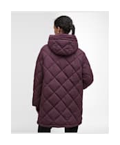 Women's Barbour Kailyn Puffer Jacket - Blak Cherry / Dark Brown / Muted Tartan