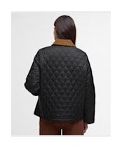 Women's Barbour Icons Cropped Liddesdale Quilted Jacket - Black / Classic Tartan