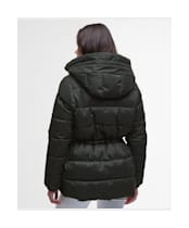 Women's Barbour Begonia Puffer Jacket - Olive / Classic Tartan