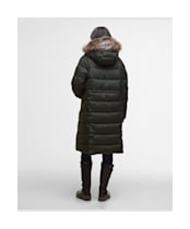 Women's Barbour Marjoram Puffer Jacket - Olive / Classic Tartan