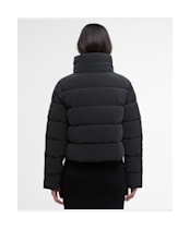 Women's Barbour International Hudson Faux Velvet Puffer Jacket - Black
