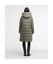Women's Barbour International Longline Olivios Puffer Jacket - Dusky Khaki