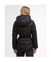 Women's Barbour International Short Track Line Puffer Jacket - BLACK/JASMINE LE