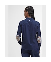Women's Barbour Lavender Long Sleeve, Fitted, Cotton Blend Shirt - Navy / Hessian
