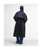Women's Barbour Robyn Showerproof Trench - Dark Navy / Hessian Tartan