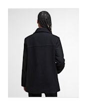 Women's Barbour Indie Military Wool Peacoat - Black / Onyx Tartan