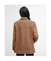 Women's Barbour Indie Military Wool Peacoat - Camel / Hessian Tartan