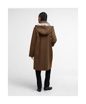 Women's Barbour Melody Check Wool Duffle Coat - Brown / Orange Check / Hessian Tartan