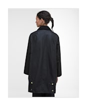 Women's Barbour Long Beadnell Waxed Jacket - Black / Classic Tartan