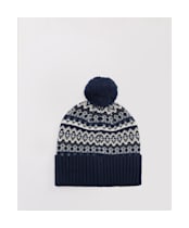 Men's Barbour Marlow Fair Isle Pom Beanie Hat - Navy