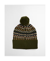 Men's Barbour Marlow Fair Isle Pom Beanie Hat - Olive