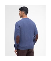 Men's Barbour Patch Crew Neck Lambswool Sweater - Dark Indigo