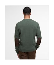 Men's Barbour Patch Crew Neck Lambswool Sweater - Olive