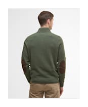Men's Barbour Patch Half Button Lambswool Sweater - Olive