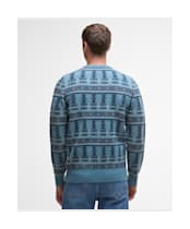 Men's Barbour Grangetown Fair Isle Crew Neck Sweater - Bluestone