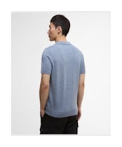 Men's Barbour International Maverick Mouline Knitted Polo Shirt - Cool Blue