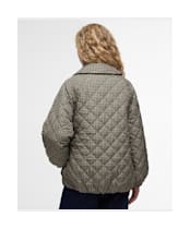 Women's Barbour Laoise Check Quilted Jacket - Sage Houndstooth / Sand Dune