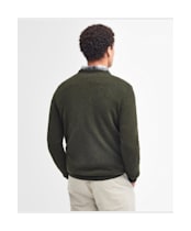 Men's Barbour Essential Lambswool Crew Neck Sweater - Seaweed