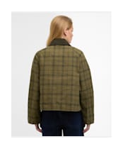 Women's Barbour Tartan Cropped Beadnell Casual Jacket - Dusky Green Tartan