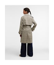 Women's Barbour Maia Check Showerproof Trench - Olive Prince Of Wales Check