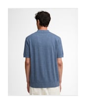 Men's Barbour Muston Linen Blend Knitted Polo Shirt - Denim