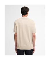Men's Barbour Muston Linen Blend Knitted Polo Shirt - Washed Stone